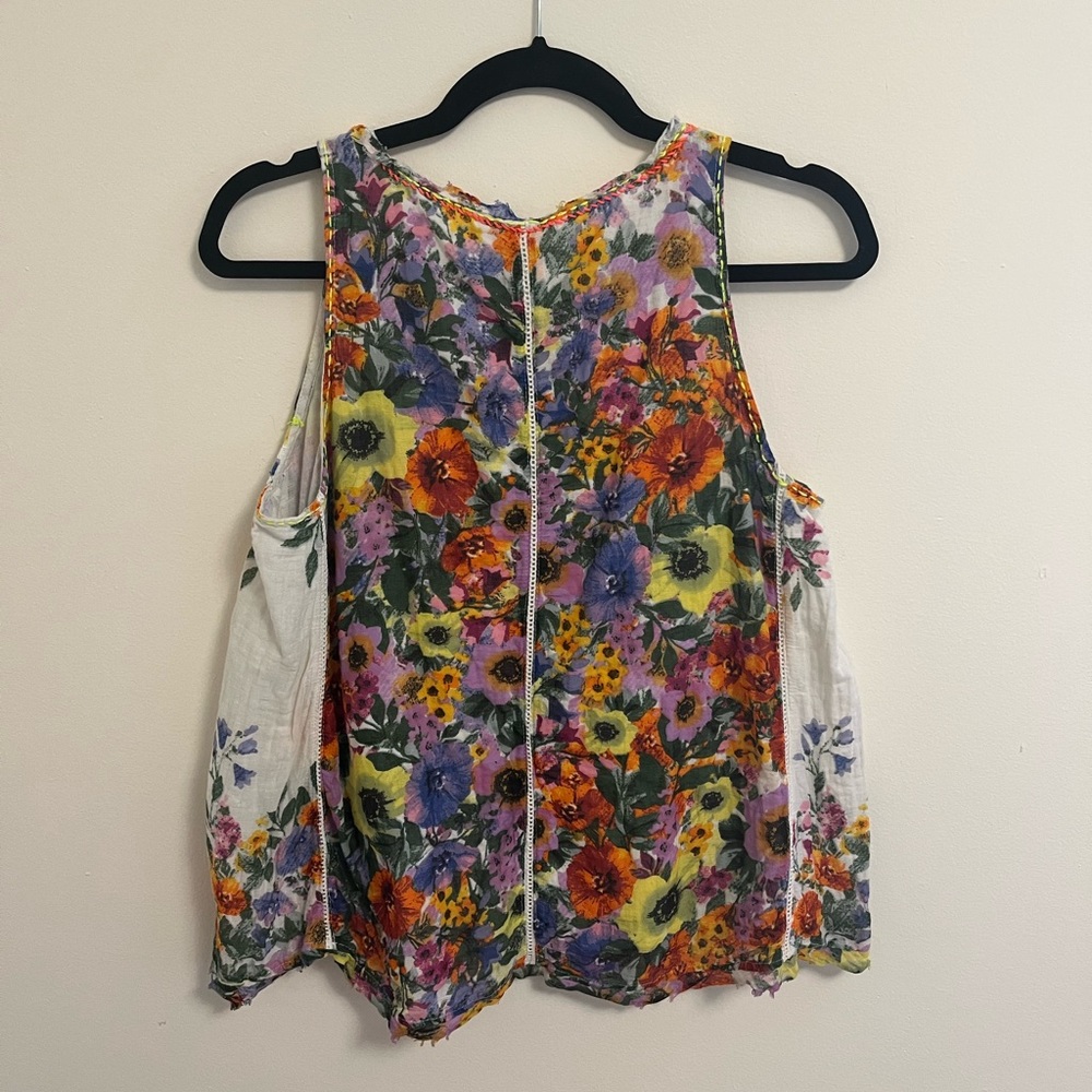 Anthro. RAGA Floral Swing Sleeveless Blouse, XS - Picture 7 of 11